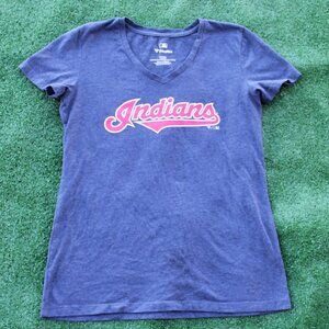 ❤️⚾💙Cleveland Indians Baseball Fanatics Women's Tri-Blend V-Neck T-Shirt